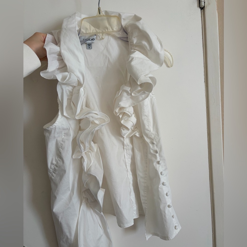 Bebe Cream Ruffled Blouse